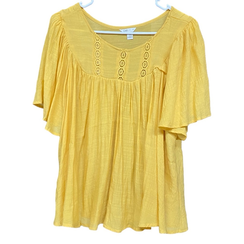 Vibrant Yellow Cato Boho Top with Crochet Detail